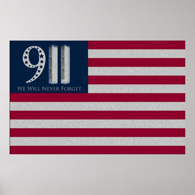9-11 Wir werden das amerikanische Flaggenplakat ni Poster (Vorne)