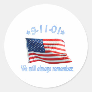 9-11 Wir werden uns immer erinnern Runder Aufkleber