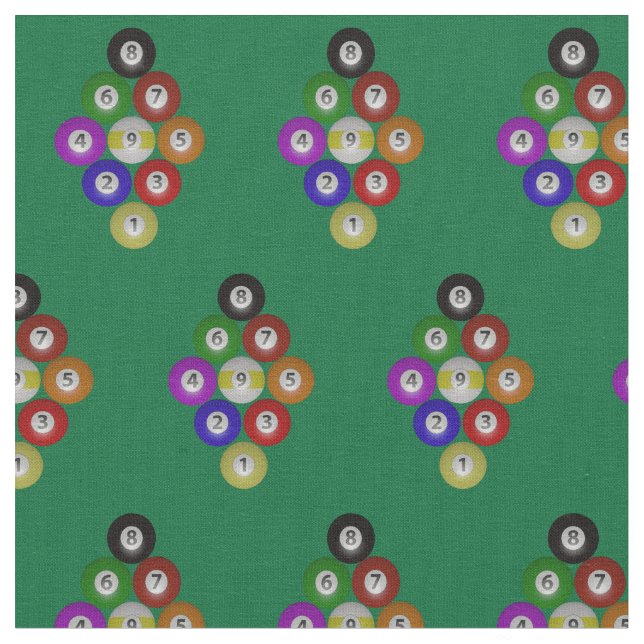 9 Ball-Billard-Pool-Hall-Gestell auf Grün Stoff (Nahaufnahme)