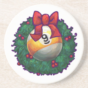 9 Ball Christmas Wreath Green Getränkeuntersetzer