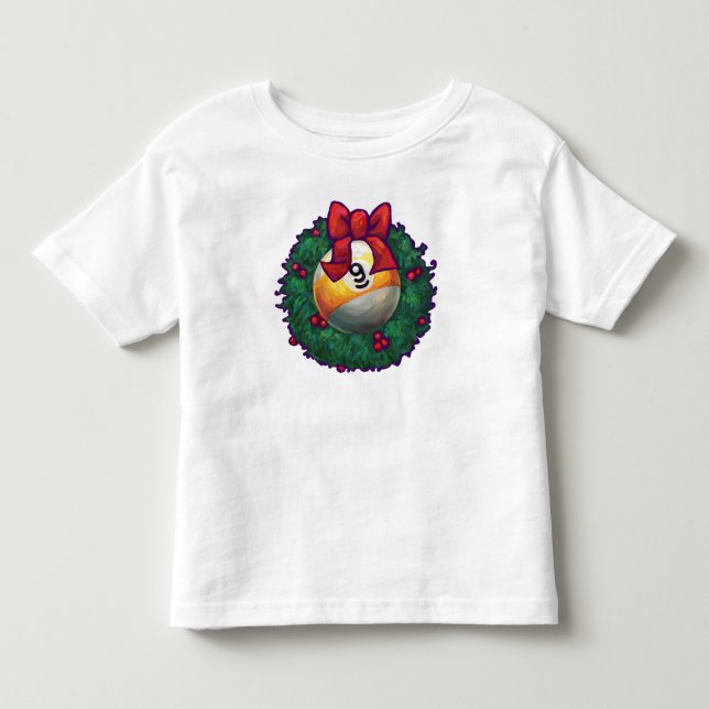9 Ball Christmas Wreath Green Kleinkind T-shirt (Vorderseite)
