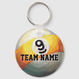 9 Ball-kundenspezifischer Team-Name Schlüsselanhänger