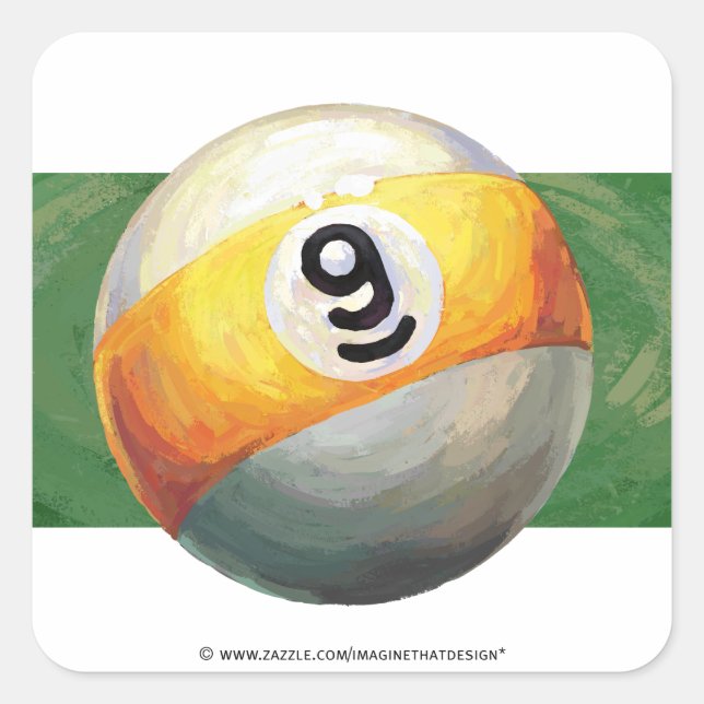 9 Ball Quadratischer Aufkleber (Vorderseite)
