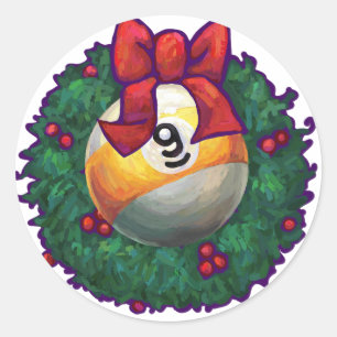 9 Ball Weihnachten Runder Aufkleber