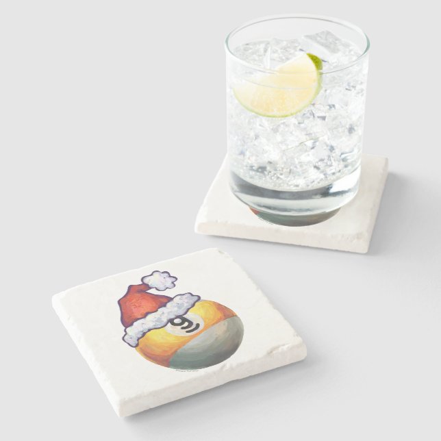 9 ball WeihnachtsRed Hat Steinuntersetzer (Seitenansicht)