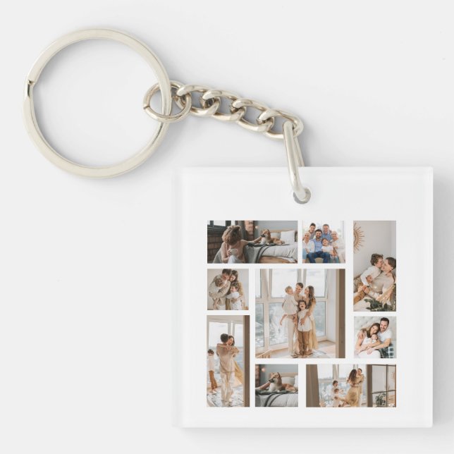 9 Benutzerdefinierte Foto Collage Schlüsselanhänge Schlüsselanhänger (Vorderseite)