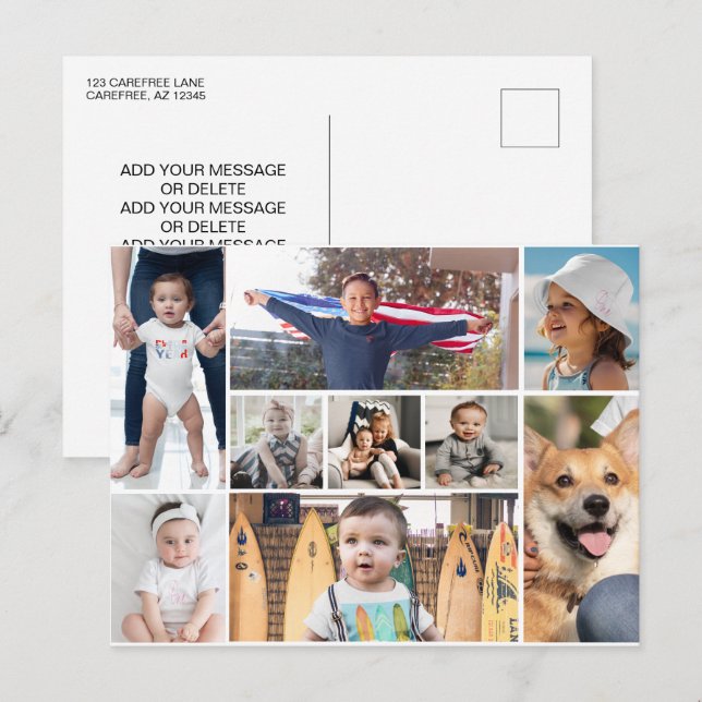 9 Bildfoto Collage Postkarte (Vorne/Hinten)