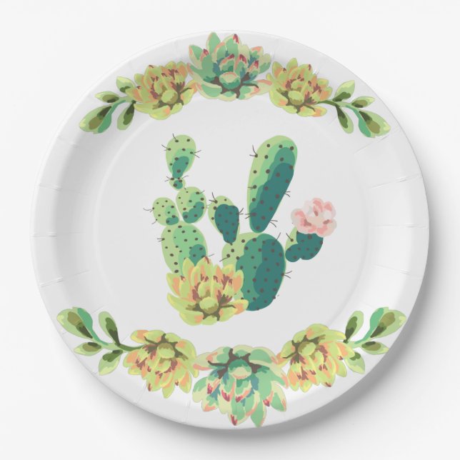 9" Bohemische Kakteen Succulents de Pappteller (Vorderseite)
