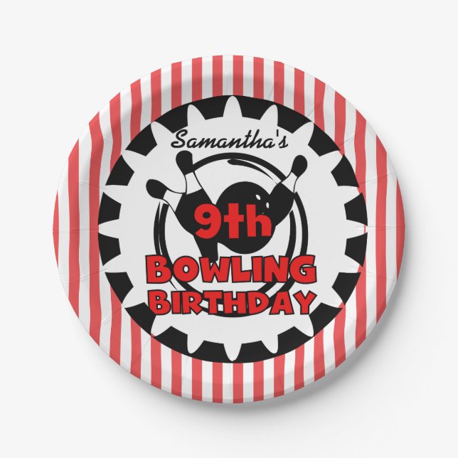 9. Bowling Sports Birthday Paper Teller (Vorderseite)