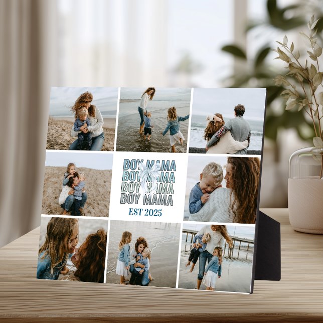 9 Boy Mama Custom Photo Collage Fotoplatte (Von Creator hochgeladen)