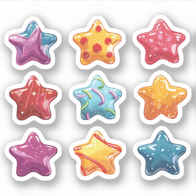9 Candy Stars Sticker Set (Vorderseite)
