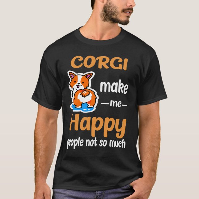 9 Corgi machen mich glücklich T-Shirt (Vorderseite)