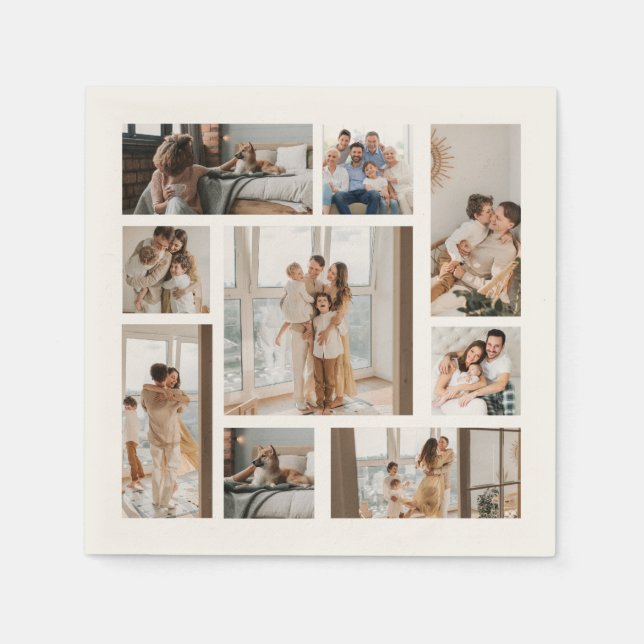 9 Custom Foto Collage Holzwall Art Serviette (Vorderseite)