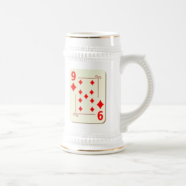 9 der Diamant-Spielkarte Bierglas (Rechts)