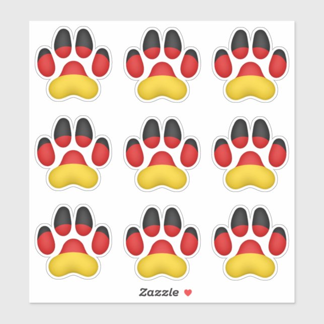 9 Deutsche Dog Paw Prints Aufkleber (Blatt)