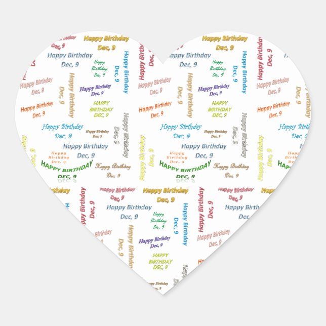 9. Dezember Herz-Aufkleber (Vorderseite)