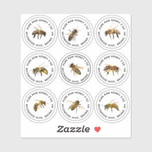 9 Étiquettes Mini Pot de Miel avec abeilles 1,25"