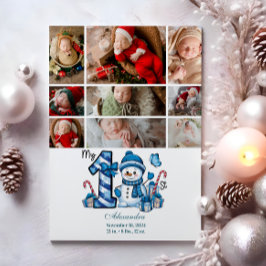 9 Foto Blue Snowman Erster Weihnachtsmann Feiertagskarte