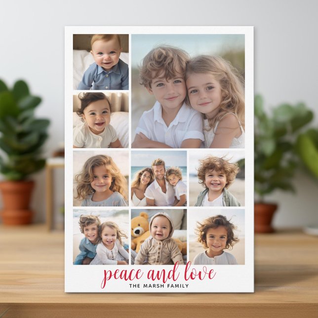 9 Foto Buffalo Kariert Weihnachten Roter Frieden u (Unique Photo Card)