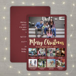9 Foto Burgundy Frohe Weihnachten Moderne Collage Folien Feiertagskarte<br><div class="desc">Senden Sie stilvolle fröhliche Grüße und teilen Sie 9 Ihrer Lieblingsfotos mit einer individuellen Foto-Collage Bordeaux und Goldfolie-Urlaubskarte. Der gesamte Text auf dieser Vorlage lässt sich einfach so anpassen, dass er jeden beliebigen Text enthält, z. B. Frohe Weihnachten, glückliche Feiertage, Frohe Festtage, Neujahrsjubiläen usw. (IMAGE PLACEMENT TIP: Eine einfache Möglichkeit,...</div>