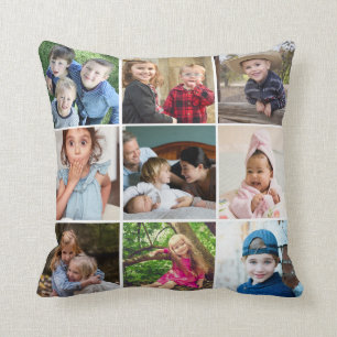 9 Foto Collage Familienangebot Schwarz und Weiß Kissen