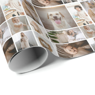 9 Foto-Collage Maßgeschneidert Personalisiert Geschenkpapier