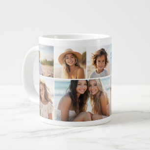 9-Foto-Collage - Modernes, minimales weißes Raster Jumbo-Tasse