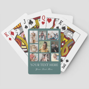 9 Foto Collage oder Collage mit Skripttext grün Spielkarten