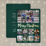 9 Foto Dark Green frohe Weihnachten Moderne Collag Folien Feiertagskarte<br><div class="desc">Senden Sie stilvolle fröhliche Grüße und teilen Sie 9 Ihrer Lieblingsfotos mit einer individuellen Foto Collage Green und Goldfolie Urlaubskarte. Der gesamte Text auf dieser Vorlage lässt sich einfach so anpassen, dass er jeden beliebigen Text enthält, z. B. Frohe Weihnachten, glückliche Feiertage, Frohe Festtage, Neujahrsjubiläen usw. (IMAGE PLACEMENT TIP: Eine...</div>