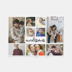 9 Foto Familienname Fleece Blanket