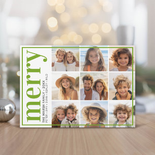 9 Foto-Offset - Fette Merry - Grün - Feiertagskarte