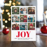9 Foto Red Abstrakt Joy Moderne Weihnachten<br><div class="desc">Verwenden Sie neun quadratische Foto und machen Sie einen einzigartigen und trendigen Frohen Weihnachtsgrüßen mit einem fröhlichen und fröhlichen Büffel karierten Muster auf der Rückseite. Wenn Sie etwas bewegen möchten,  klicken Sie auf die Schaltfläche Anpassen,  um Änderungen vorzunehmen.</div>