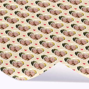 9 Foto Süßes Liebe Herz Elegantes Beige-Muster Geschenkpapier