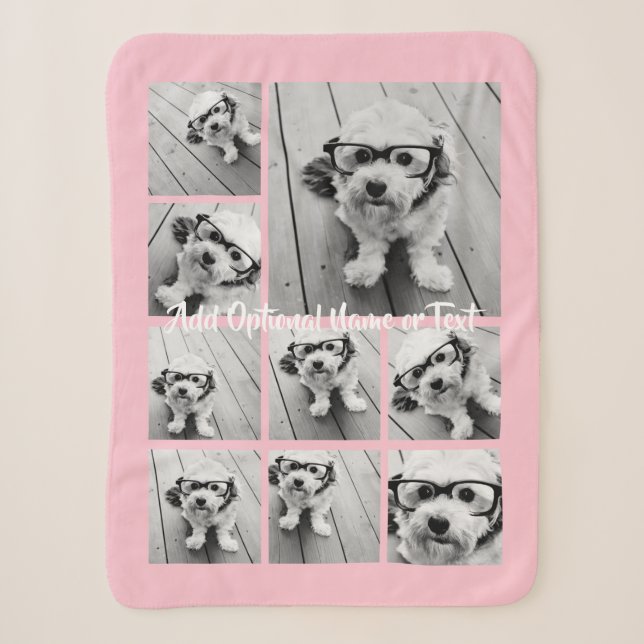 9 Fotos-Collage hinzufügen - Pink bearbeiten Sherpadecke (Vorderseite)