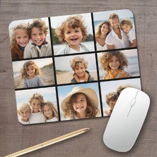 9 Fotos - Minimales Raster auf schwarzem Hintergru Mousepad