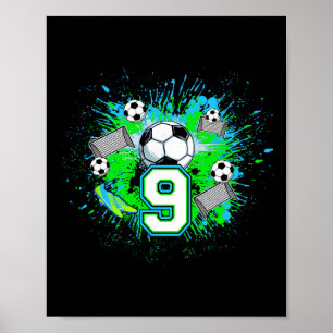 9. Fußball-Geburtstagsfeier 9 Jahre alter Fußballs Poster