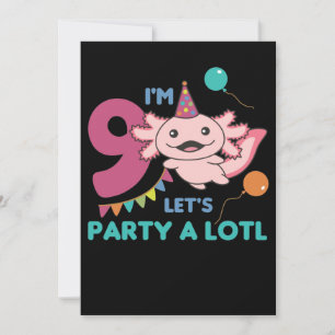9. Geburtstag Axolotl Neun Jahre Niedliche Axolota Einladung
