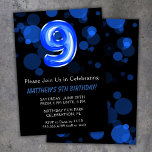 9. Geburtstag Balloons Kids Blue Boy Party Einladung<br><div class="desc">9. Geburtstagsballons Kinder Junge Blau Party 9. Geburtstagsfeier Einladung für einen 9-jährigen Jungen mit modernem Drehbuch und lustigen blauen Folienballons.</div>