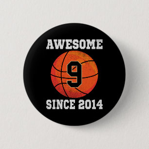 9. Geburtstag Basketball Lover 9 Jahre Vintag Button
