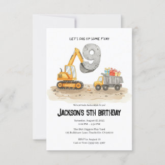 9. Geburtstag Baujunge Geburtstag Einladung
