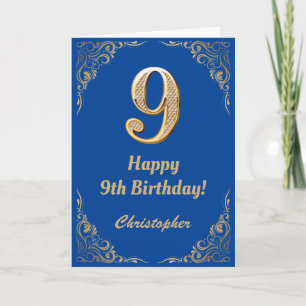 9. Geburtstag - Blauer Glitzer Karte