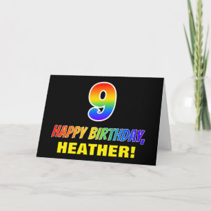 9. Geburtstag: Bold, Fun, Simple, Rainbow 9 Karte