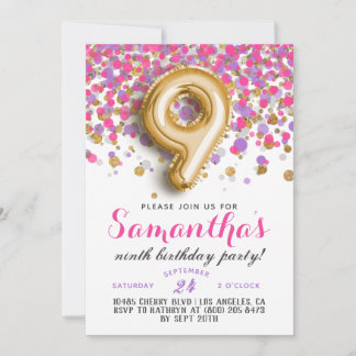 9. Geburtstag Confetti Einladung