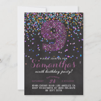 9. Geburtstag Confetti Einladung
