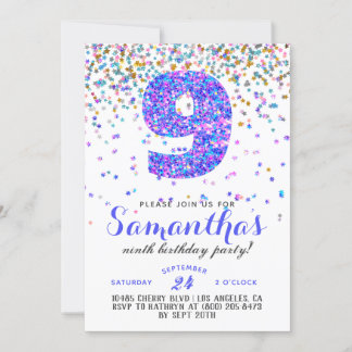 9. Geburtstag Confetti Einladung