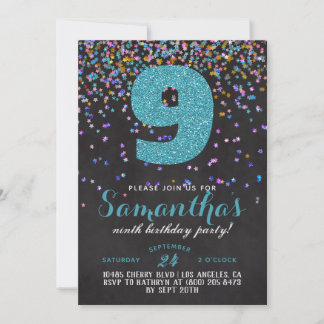 9. Geburtstag Confetti Einladung