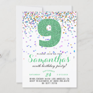 9. Geburtstag Confetti Einladung