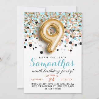9. Geburtstag Confetti Einladung