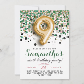 9. Geburtstag Confetti Einladung
