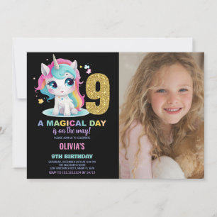 9. Geburtstag Einhorn Geburtstag Einladung Foto